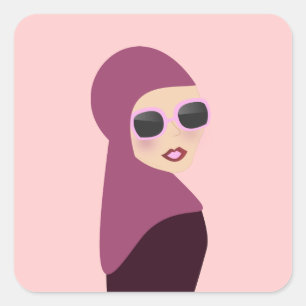 Islamisk stil för dam för scarfmuslimahijab fyrkantigt klistermärke