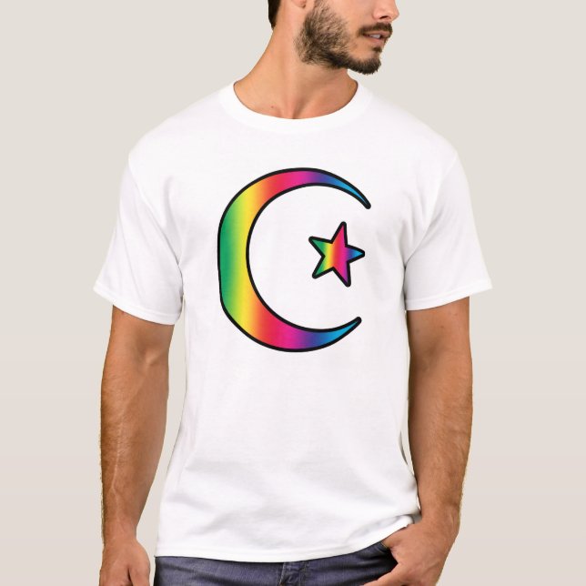 Islamisk stjärna för regnbåge och växande t-shirt (Framsida)