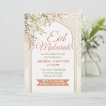 Islamisk valvfloral Eid Mubarak inbjudan