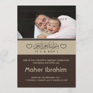 Islamiska Aqiqah Aqeqah-fotot på baby Inbjudningar