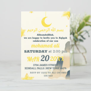 Islamiska Aqiqah baby-inbjudan till muslimer Inbjudningar