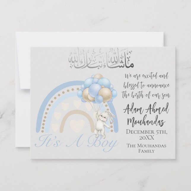 Islamiska Baby-kungörelsen för Pojke Meddelande (Framsida)