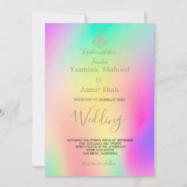 Islamiska Bismillah Colorful Chic Modern Bröllop Inbjudningar