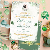 Islamiska Bröllop Ceremony Muslimska Grönt Blommig