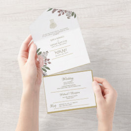 Islamiska BRÖLLOP NIKAH WALLIMAH Guld Blommigt all