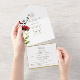 Islamiska BRÖLLOP NIKAH WALLIMAH Guld Blommigt all