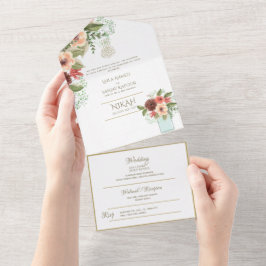 Islamiska BRÖLLOP NIKAH WALLIMAH Guld Blommigt all