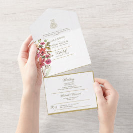 Islamiska BRÖLLOP NIKAH WALLIMAH Guld Blommigt all