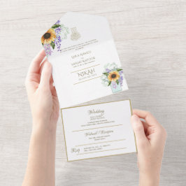 Islamiska BRÖLLOP NIKAH WALLIMAH Guld Blommigt all