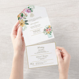 Islamiska BRÖLLOP NIKAH WALLIMAH Guld Blommigt all