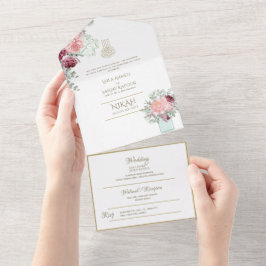 Islamiska BRÖLLOP NIKAH WALLIMAH Guld Blommigt all