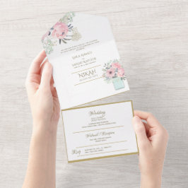 Islamiska BRÖLLOP NIKAH WALLIMAH Guld Blommigt all