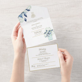 Islamiska BRÖLLOP NIKAH WALLIMAH Guld Blommigt all
