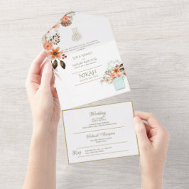 Islamiska BRÖLLOP NIKAH WALLIMAH Guld Blommigt all
