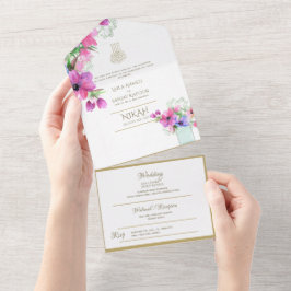Islamiska BRÖLLOP NIKAH WALLIMAH Guld Blommigt all