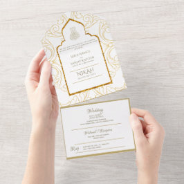 Islamiska BRÖLLOP NIKAH WALLIMAH Guld Ornate