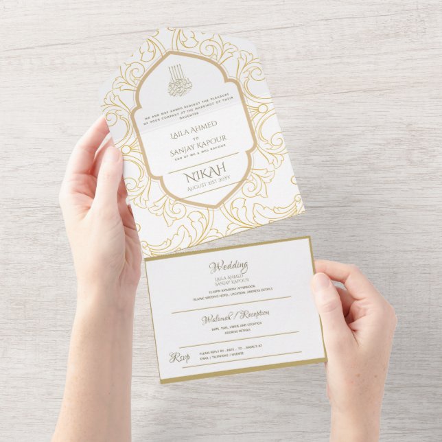 Islamiska BRÖLLOP NIKAH WALLIMAH Guld Ornate (Avrivbar del)