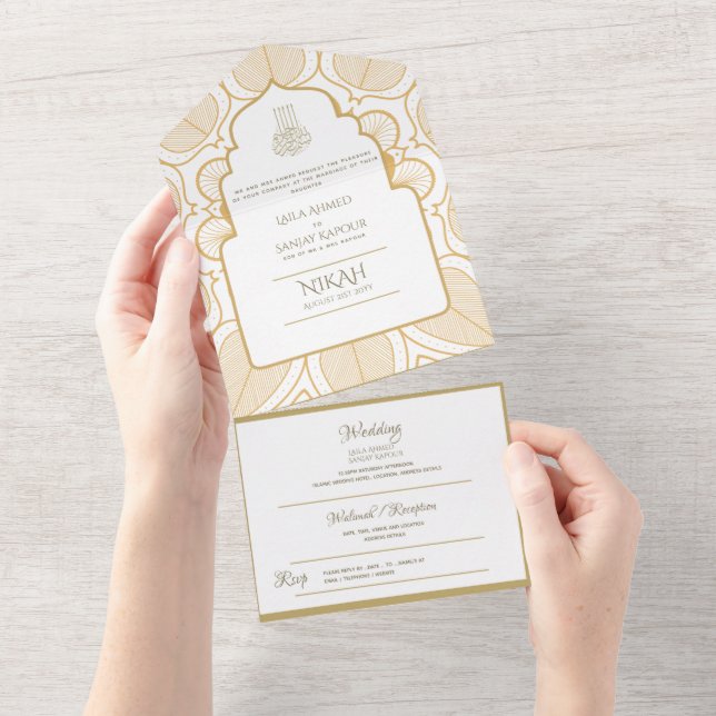 Islamiska BRÖLLOP NIKAH WALLIMAH Guld Ornate (Avrivbar del)