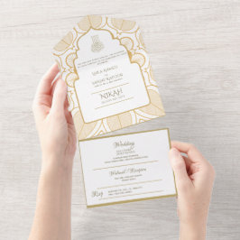 Islamiska BRÖLLOP NIKAH WALLIMAH Guld Ornate