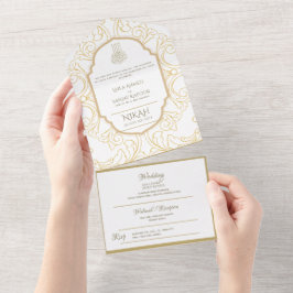 Islamiska BRÖLLOP NIKAH WALLIMAH Guld Ornate