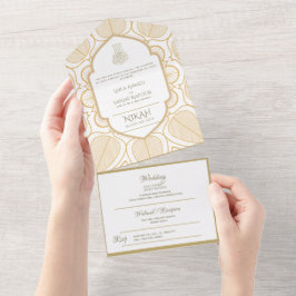 Islamiska BRÖLLOP NIKAH WALLIMAH Guld Ornate