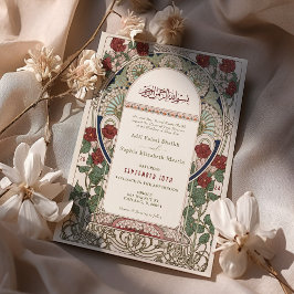 Islamiska Burgundy Bröllop Art nouveau Mucha Inbjudningar