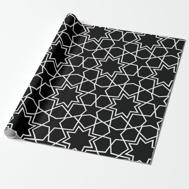 Islamiska Geometric Mönster Design Arabiska Presentpapper (Utrullad)