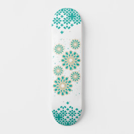 Islamiska geometriska Mönster i Turquise Skateboar Mini Skateboard Bräda 18,5 Cm