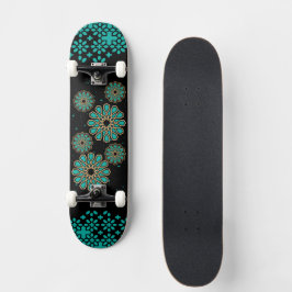 Islamiska geometriska Mönster i Turquise Skateboar Mini Skateboard Bräda 18,5 Cm