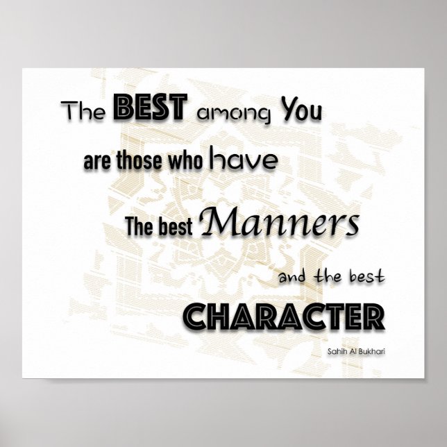 Islamiska Hadith of profeten Muhammed, Manners Poster (Framsidan)