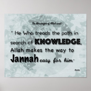 Islamiska Hadith poster om att skaffa sig kunskap