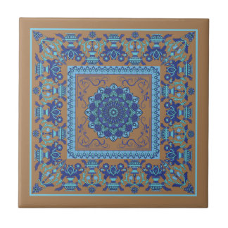 Islamiska Mönster Blue- och Brown Ceramic Tile Kakelplatta