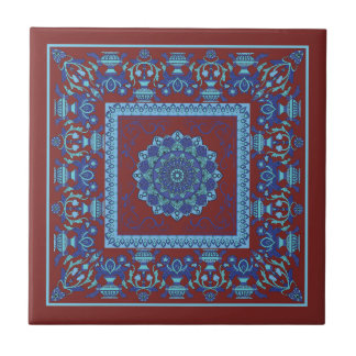 Islamiska Mönster Blue- och Red Ceramic Tile Kakelplatta
