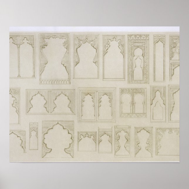 Islamiska och mooriska bågmönster för balkonger, w poster (Framsidan)