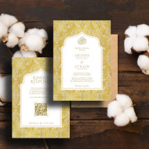Islamiska och Royal Golden Damask Muslim QR Bröllo