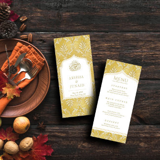 Islamiska Royalet Golden Damask Muslim Bröllop Meny