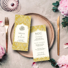 Islamiska Royalet Golden Damask Muslim Bröllop Meny