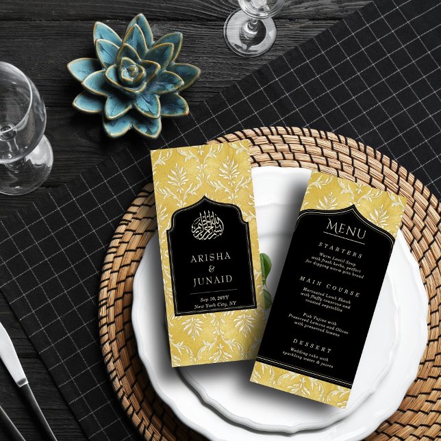 Islamiska Royalet Golden Damask Muslim Bröllop Meny (Skapare uppladdad)