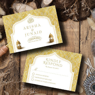 Islamiska Royalet Golden Damask Muslim Bröllop OSA Kort