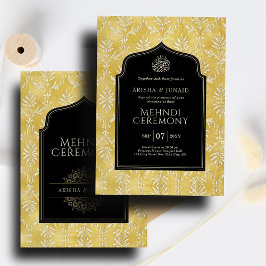 Islamiska Royalet Golden Damask Muslim Mehndi Cere Inbjudningar