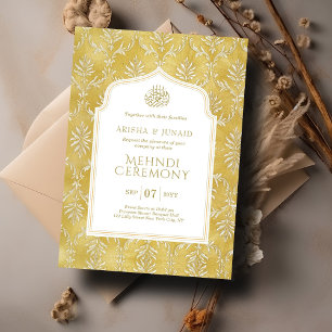 Islamiska Royalet Golden Damask Muslim Mehndi Cere Inbjudningar