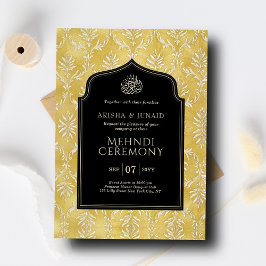 Islamiska Royalet Golden Damask Muslim Mehndi Cere Inbjudningar