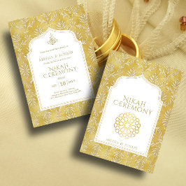 Islamiska Royalet Golden Damask Muslim Nikah Bröll Inbjudningar
