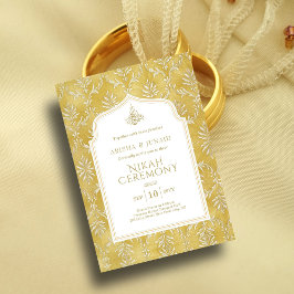 Islamiska Royalet Golden Damask Muslim Nikah Bröll Inbjudningar