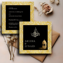 Islamiska Royalet Golden Damask Muslim Square Bröl Inbjudningar