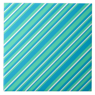 Islamiska turkos, Aqua och White Stripe Mönster Kakelplatta