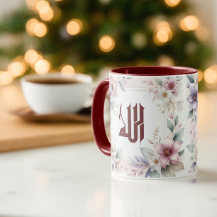Islamiska vattenfärgen Blommigt Arabiska Calligrap Mugg