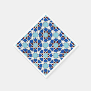 Islamiskt geometriskt marockanskt mönster i blåt pappersservett