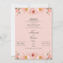Islamiskt inbjudningskort Blush Rosa Vattenfärg