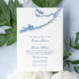 Islamorada FL Karta Elegant Navy Blue Bröllop Inbjudningar
